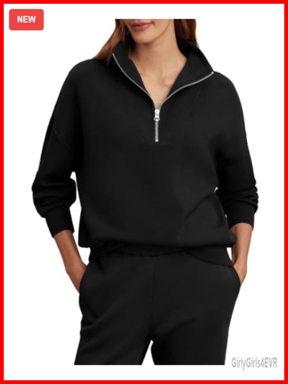 Women's Half Zip Sweatshirt Oversized Cotton Blend Pullover Casual
